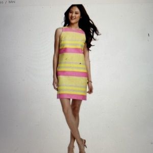 Ann Taylor LOFT shift dress yellow pink and beige women’s size 00